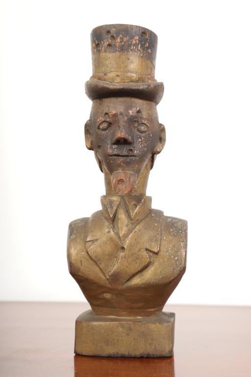 FOLK ART CARVED AND PAINTED BUST OF UNCLE SAM (1 of 5)