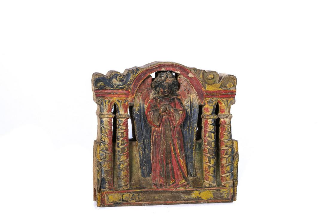 CARVED AND PAINTED EUROPEAN ARCHITECTURAL ELIMENT (1 of 7)