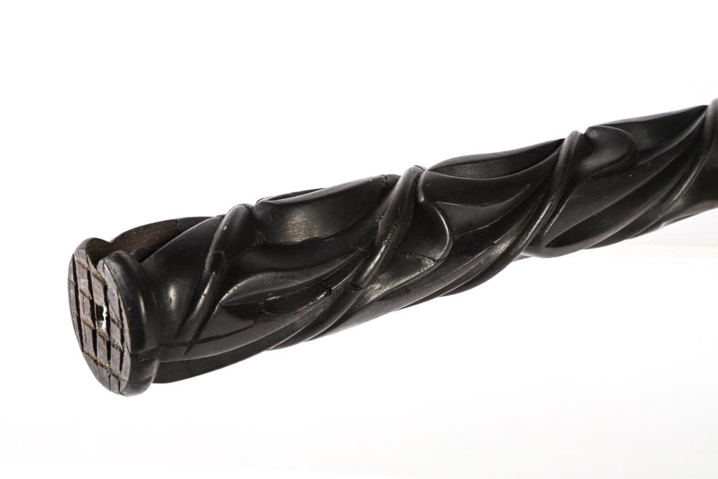 CARVED & TURNED EBONY CANE SHAFT (1 of 7)