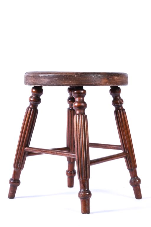 CHILD'S STOOL with REEDED MAPLE LEGS (1 of 7)