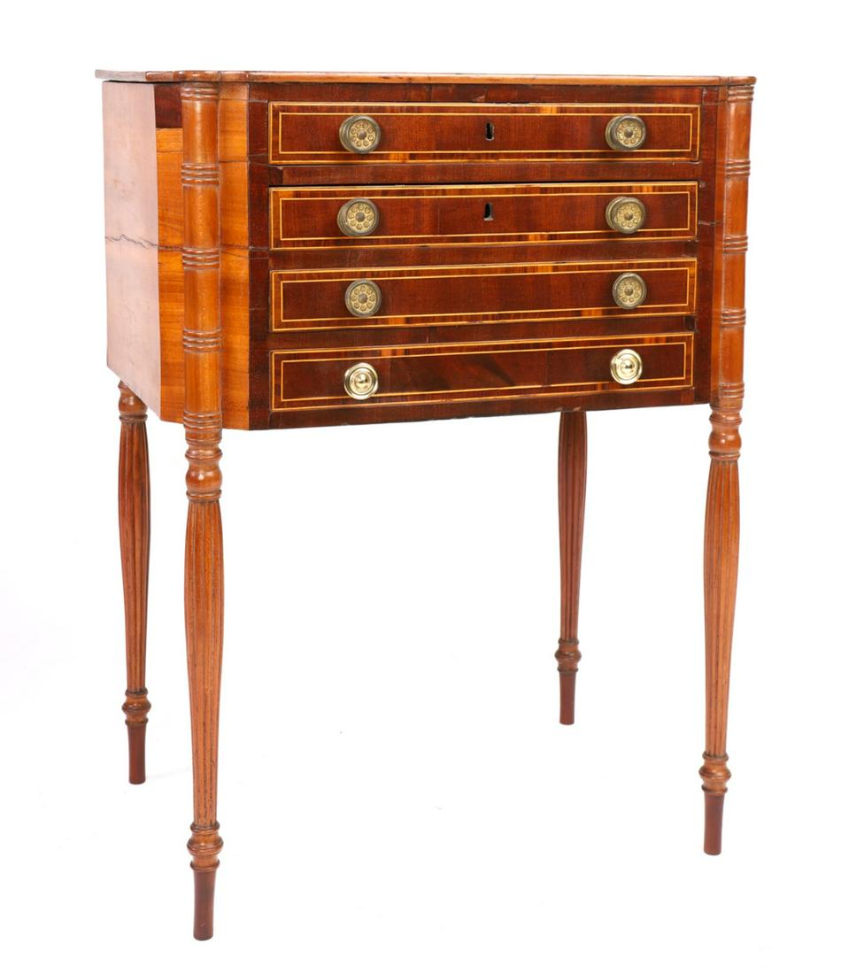 NEW ENGLAND CHERRY INLAID SEWING STAND (1 of 20)