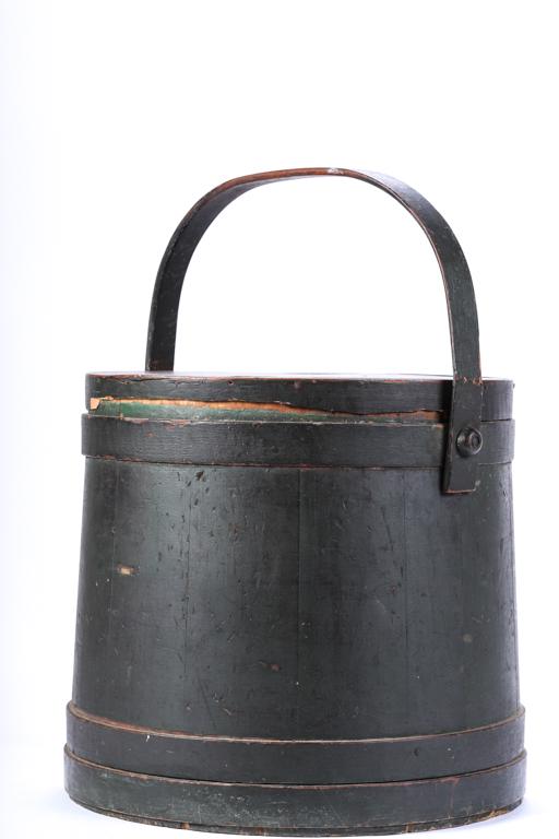 (19th c) FIRKIN in GREEN PAINT (1 of 6)
