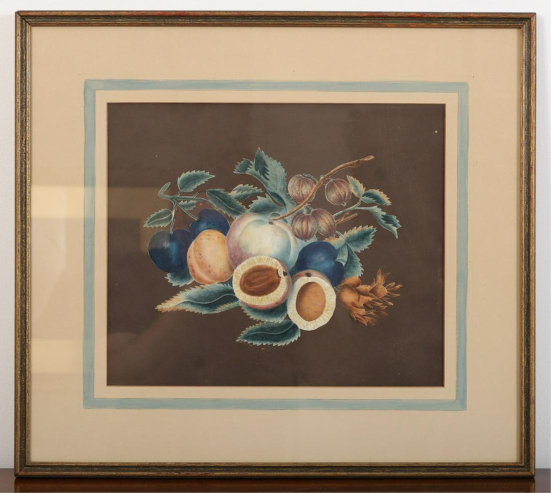 (19th c) THEOREM WATERCOLOR OF FRUIT (1 of 2)