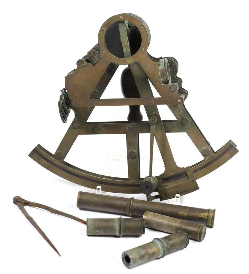 SPENCER BROWNING & RUFT BRASS SEXTANT LONDON (1 of 4)