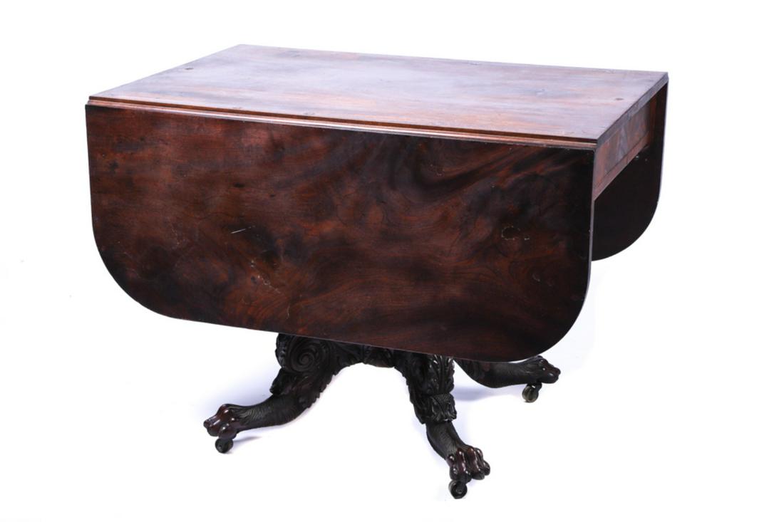 HEAVILY CARVED EMPIRE MAHOGANY BREAKFAST TABLE (1 of 4)