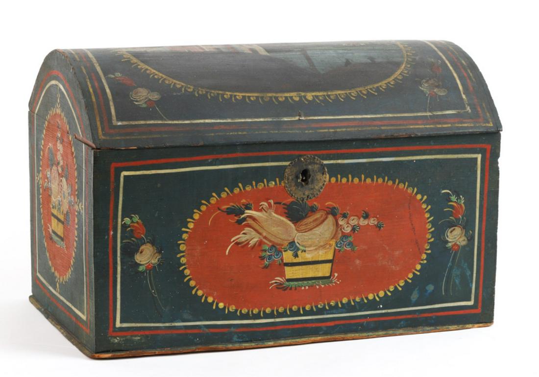 19th c. CONTINENTAL DECORATED DOME TOP BOX (1 of 6)