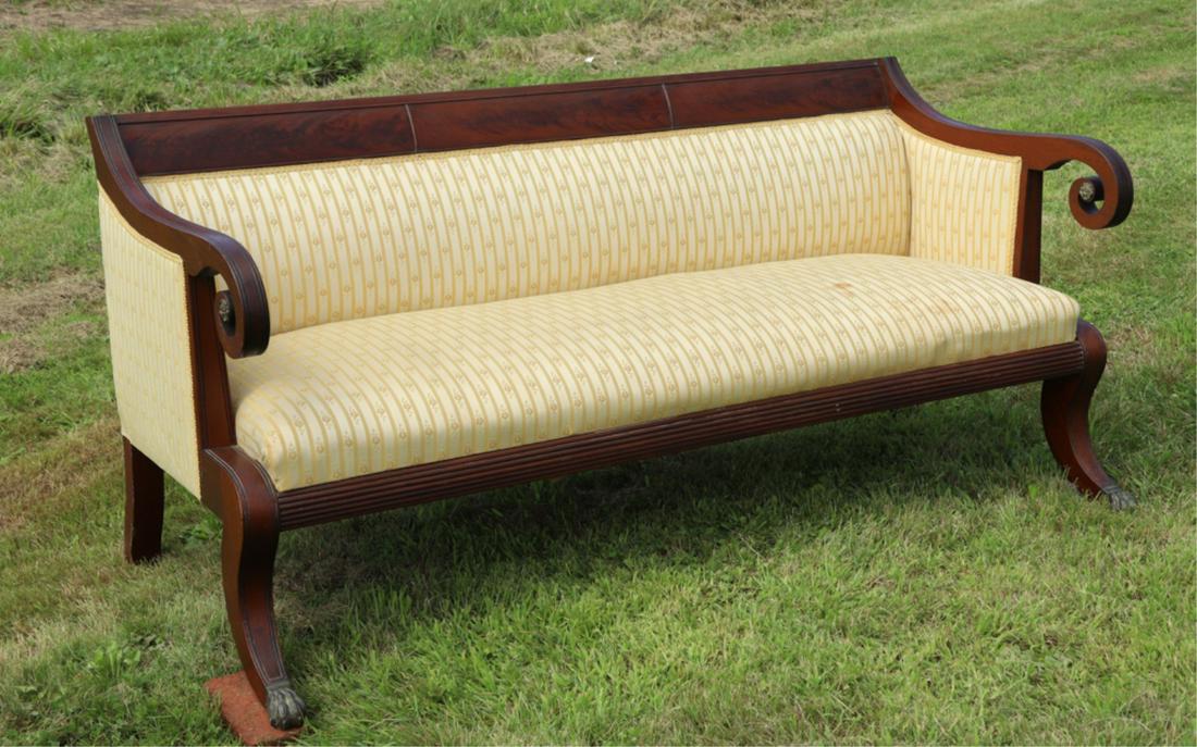(19th c) AMERICAN CLASSICAL MAHOGANY SOFA (1 of 7)