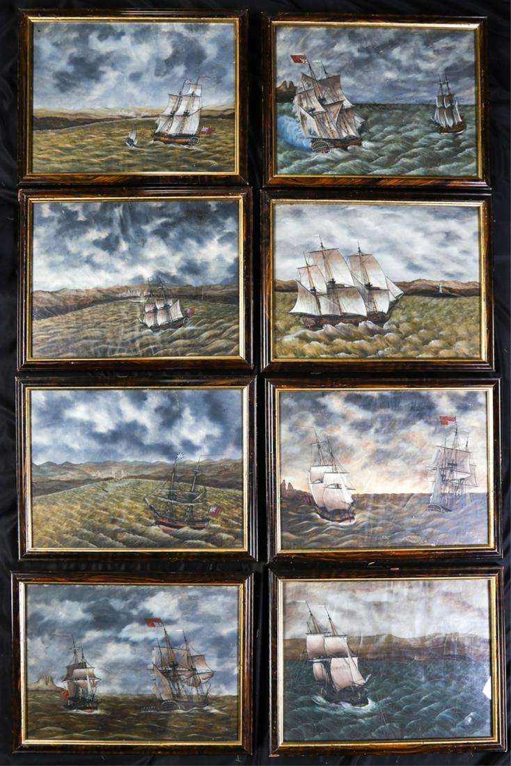 (19th c) SUITE OF (8) BRITISH MARINE PAINTINGS (1 of 9)