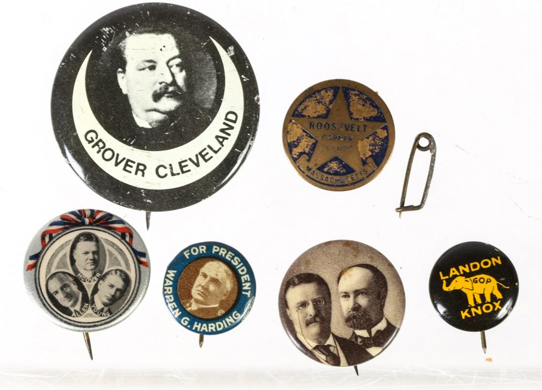 (6) (19th / 20th c) PRESIDENTIAL CAMPAIGN BUTTONS (1 of 5)