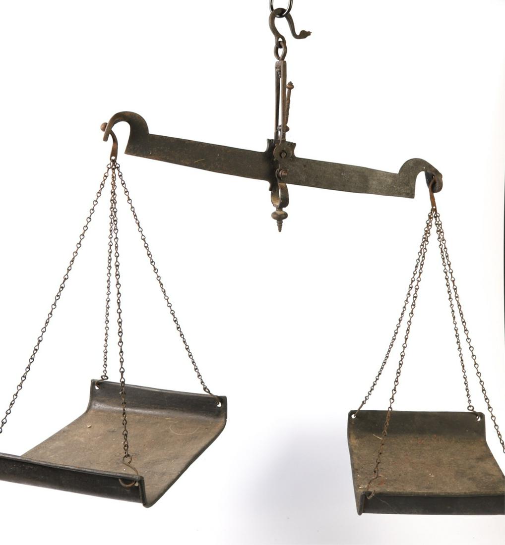 (18th / 19th c) WROUGHT IRON BALANCE SCALES (1 of 9)