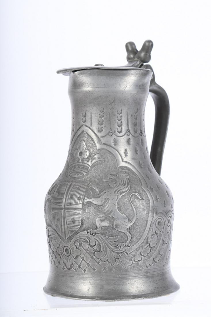 EARLY PEWTER COVERED PITCHER (1 of 8)