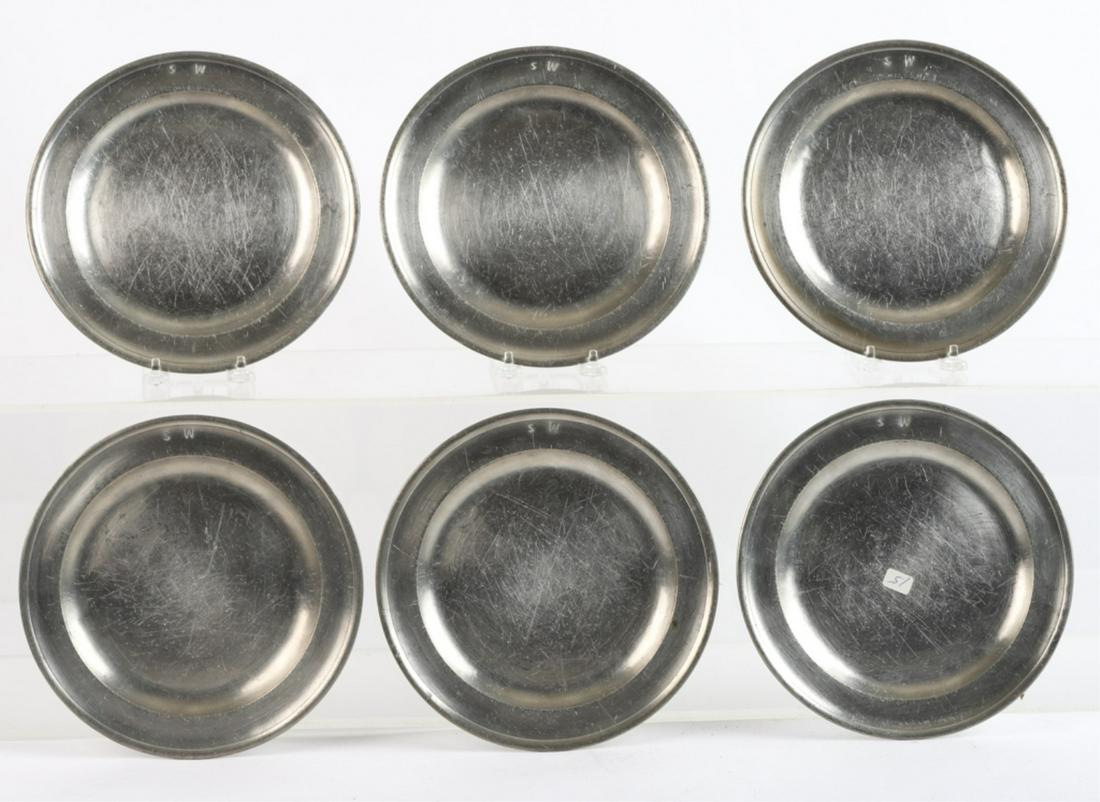 MATCHING SET OF (6) PEWTER PLATES by DAVID CUTLER (1 of 5)