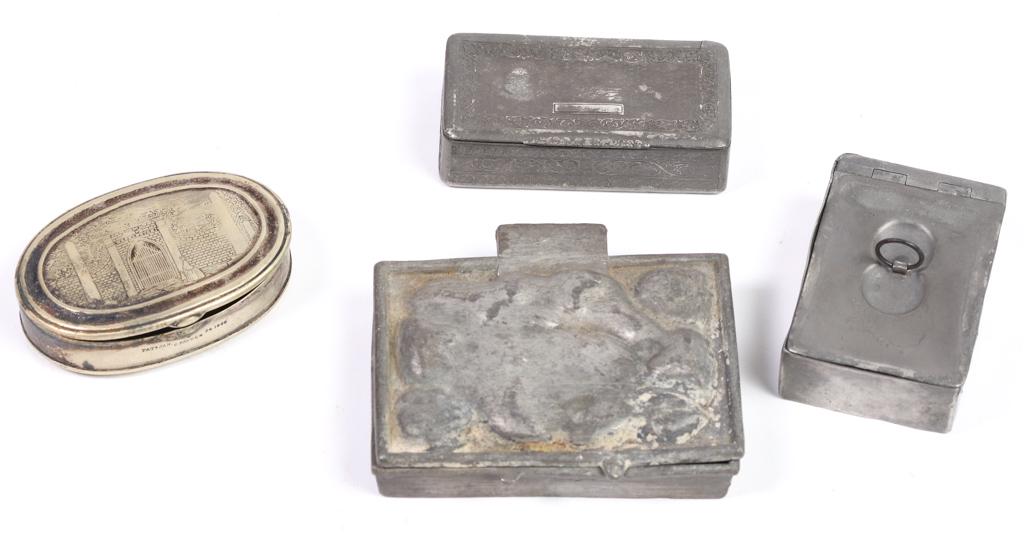 GROUPING OF (4) INTERESTING PEWTER BOXES (1 of 9)