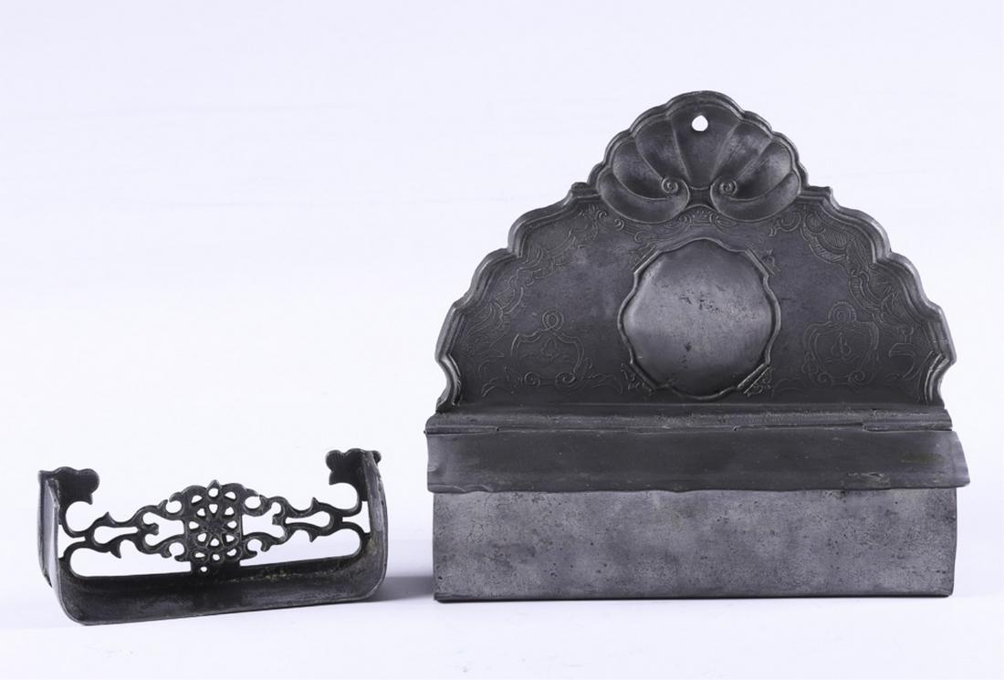 PEWTER WALL BOX and a CAST PEWTER WALL MOUNT (1 of 7)