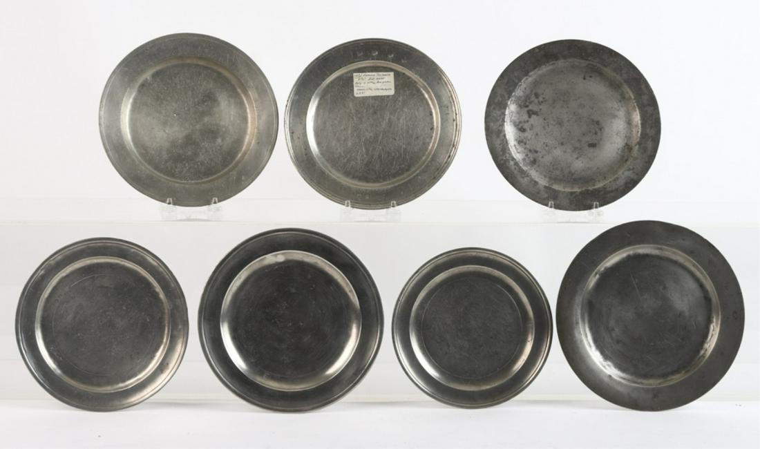 GROUPING of (7) PEWTER PLATES by AMERICAN MAKERS (1 of 11)