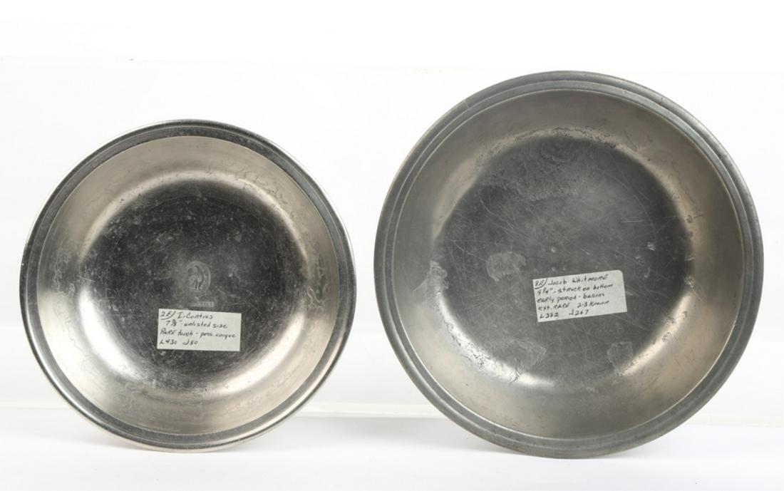 (2) JACOB WHITMORE & I CURTISS PEWTER BASINS (1 of 4)