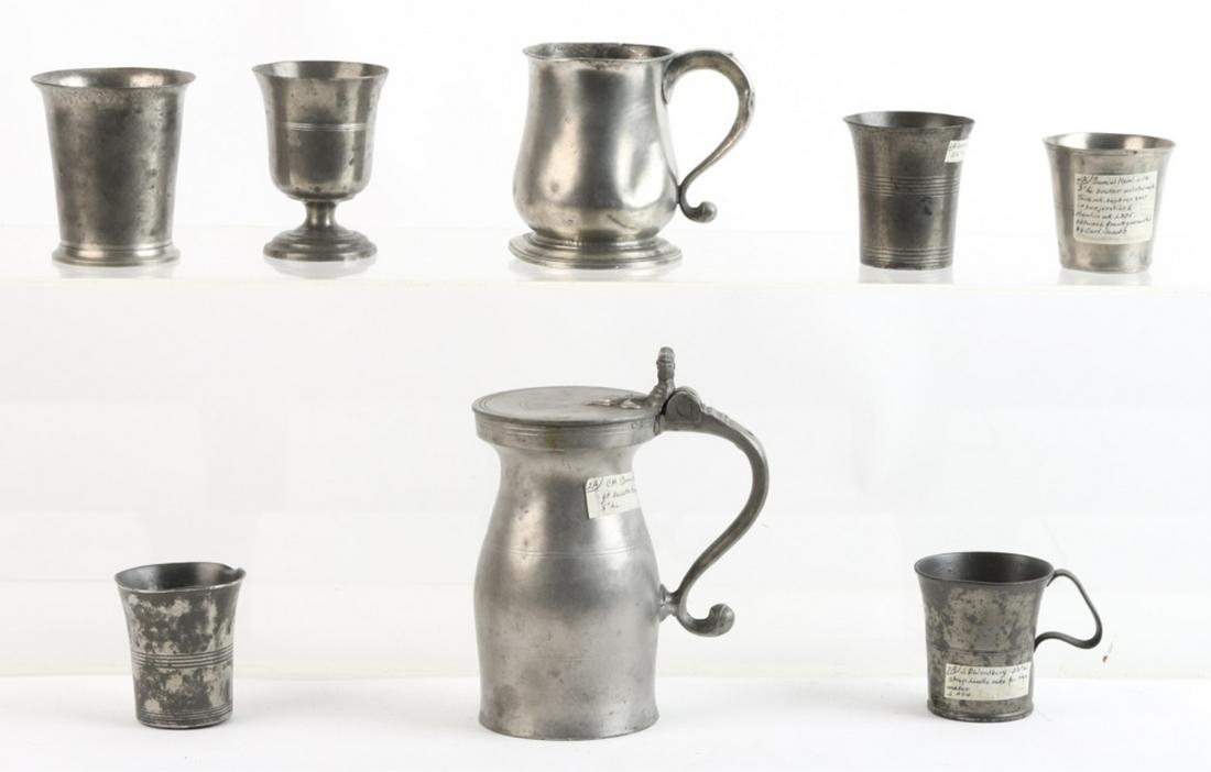(8) PIECES OF EARLY AMERICAN PEWTER (1 of 2)