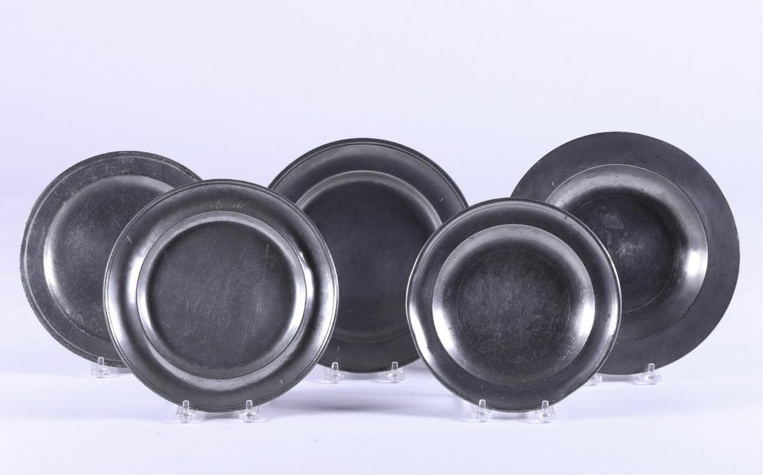 (4) PEWTER PLATES and a BOWL (1 of 7)