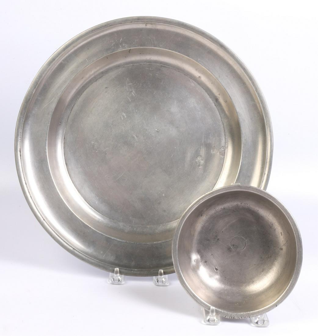 SAMUEL HAMLIN PEWTER BASIN AND SEMI-DEEP DISH (1 of 8)