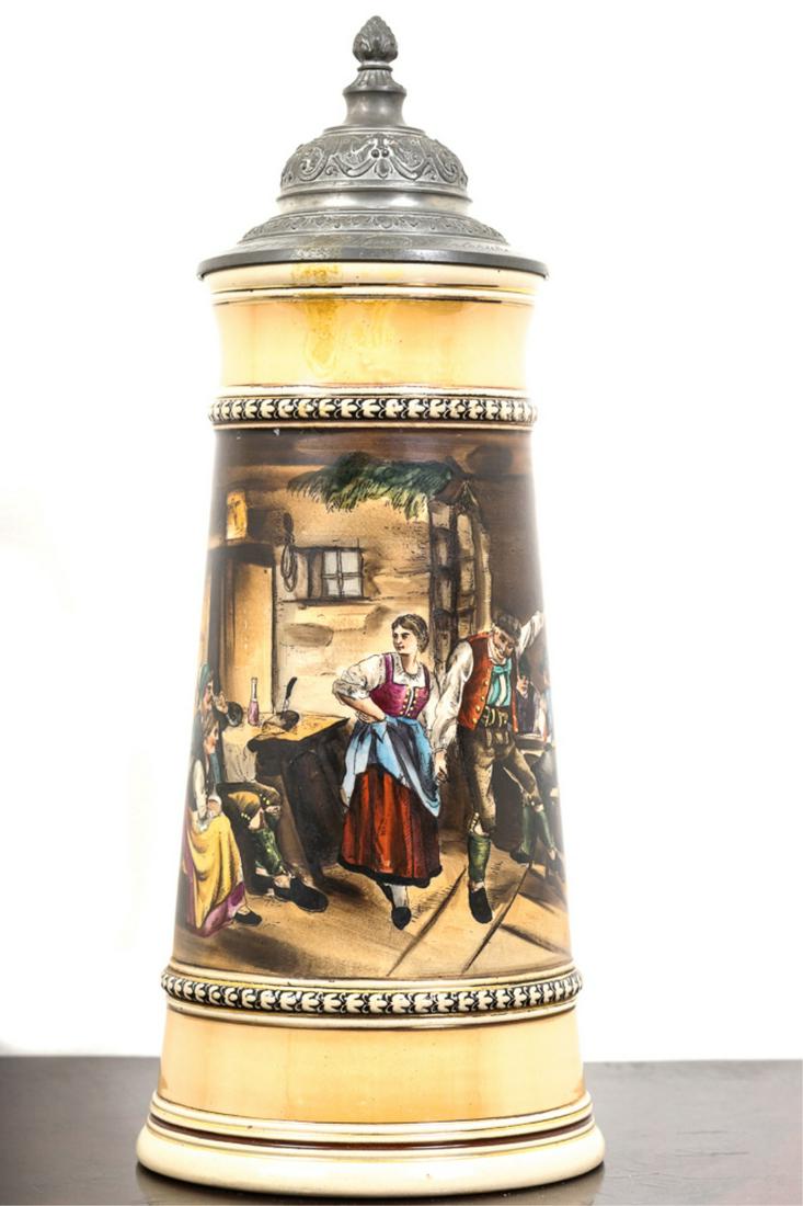 1.5 LITER GERMAN STEIN HAND PAINTED TAVERN SCENE (1 of 16)