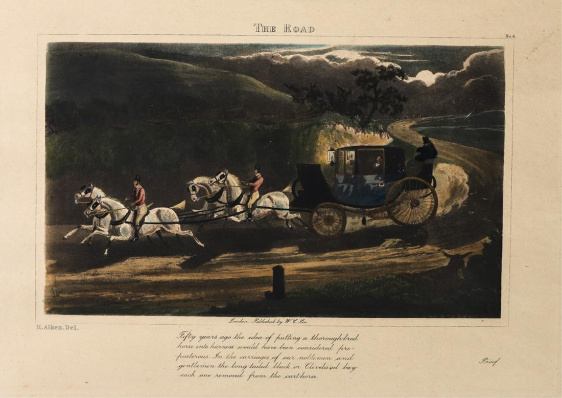 AFTER HENRY ALKIN (1785-1851): The Road hand colored engraving by W.C. Lee (proof). 6 x 10 inches (image) 12 1/2 x 17 inches (sheet)