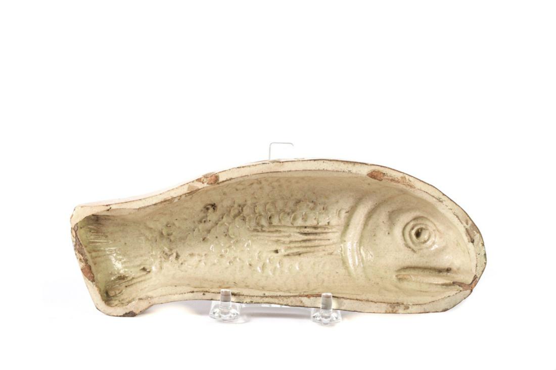 (18th c) SALT GLAZED STONEWARE FISH-FORM MOLD (1 of 8)