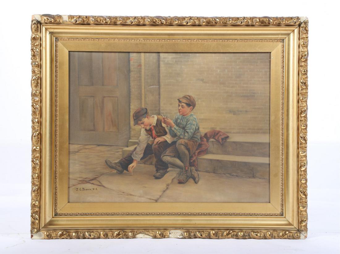 J. G. BROWN (UK, 19TH C), BOYS SMOKING (1 of 7)