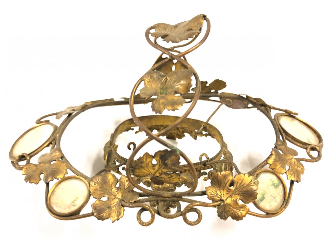 BRASS BASKET SET w/ HAND-COLORED EUROPEAN PRINTS (1 of 11)