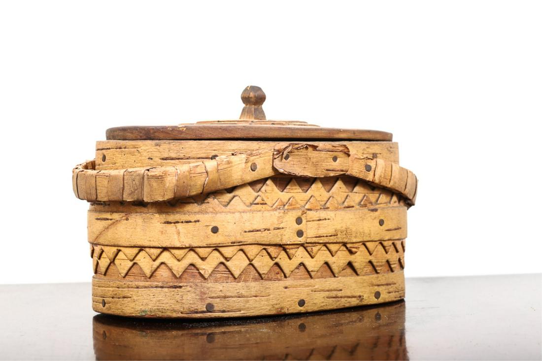 NATIVE AMERICAN BIRCH BARK SWING HANDLE BASKET (1 of 5)