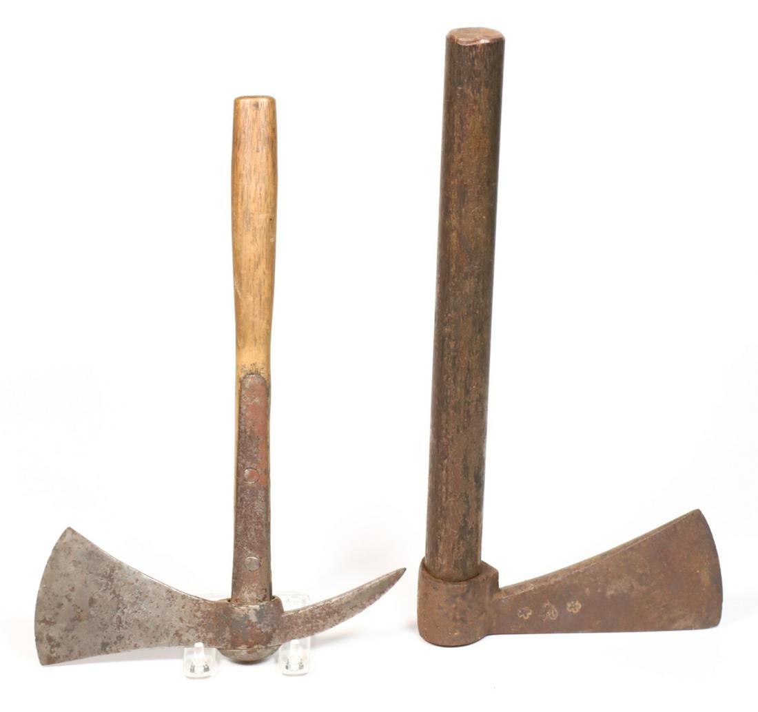 EARLY WROUGHT IRON BOARDING AXE & BELT AXE (1 of 13)