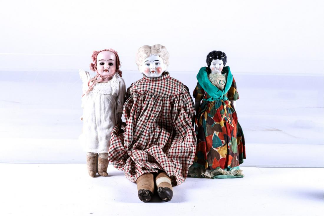 ALMA BISQUE HEAD DOLL & (2) CHINA HEAD DOLLS (1 of 5)