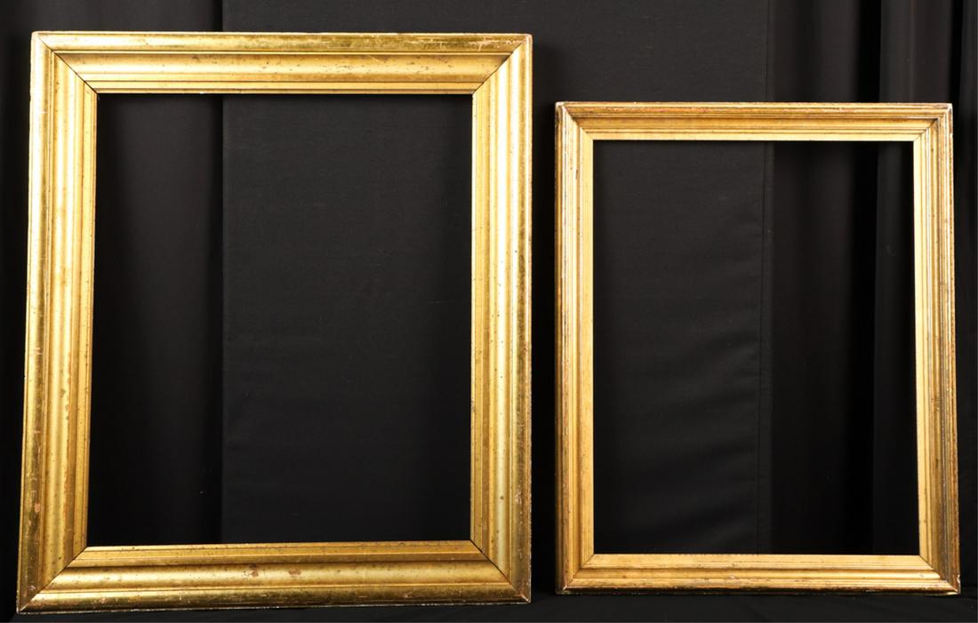 TWO (19th c) LEMON GOLD COVE MOLDED FRAMES (1 of 9)