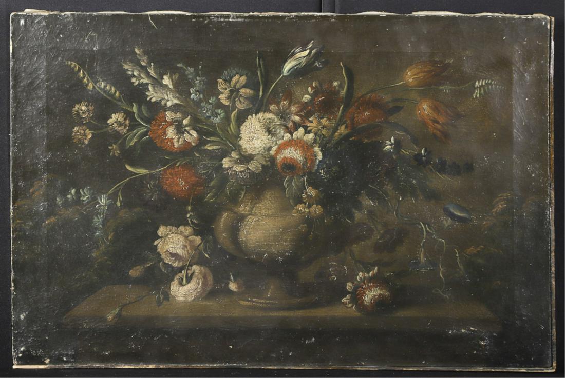 (19th c) EUROPEAN SCHOOL STILL LIFE: "After the Dutch" oil on canvas 20 x 30 1/4 inches. unsigned, unframed. The Postar Collection