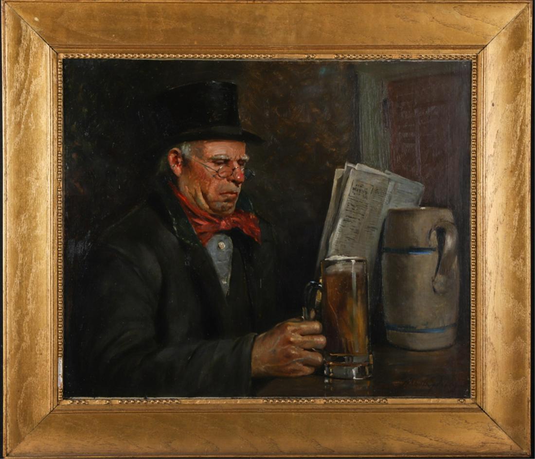 ABBOTT FULLER GRAVES (1859-1936): "The Evening Paper" oil on canvas 20 x 24 inches. signed lower right. framed 26 1/2 x 30 inches (overall). The Postar Collection