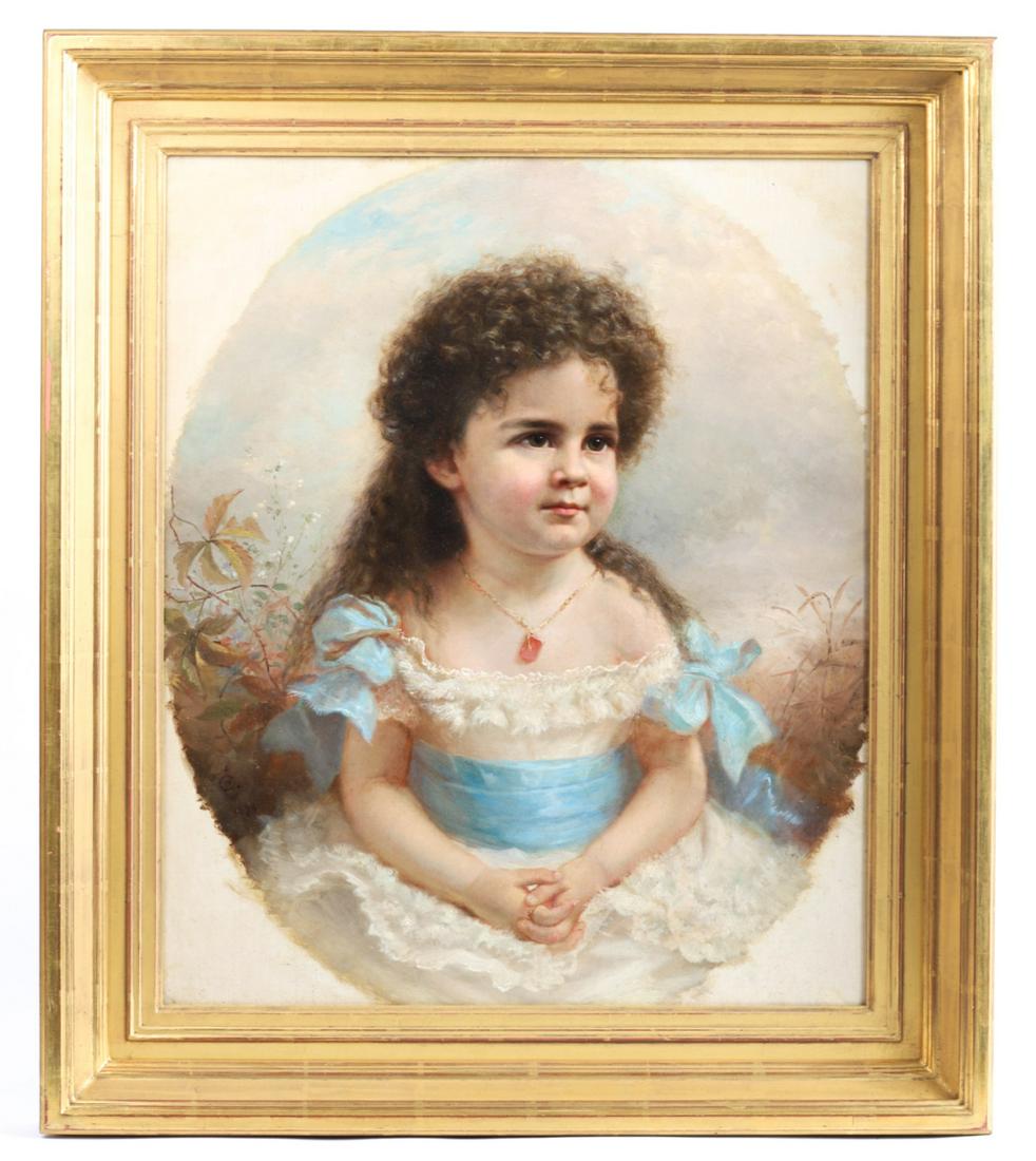 CHESTER LOOMIS (1852-1924): "Young Girl Sitting in a Field" oil on canvas 24 x 20 inches. signed and dated 1894. framed 30 x 26 inches (overall) The Postar Collection