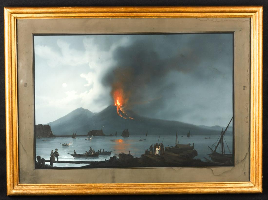 (19th c) NAPLES SCHOOL "ERUPTION OF MT. VESUVIUS" (1 of 7)