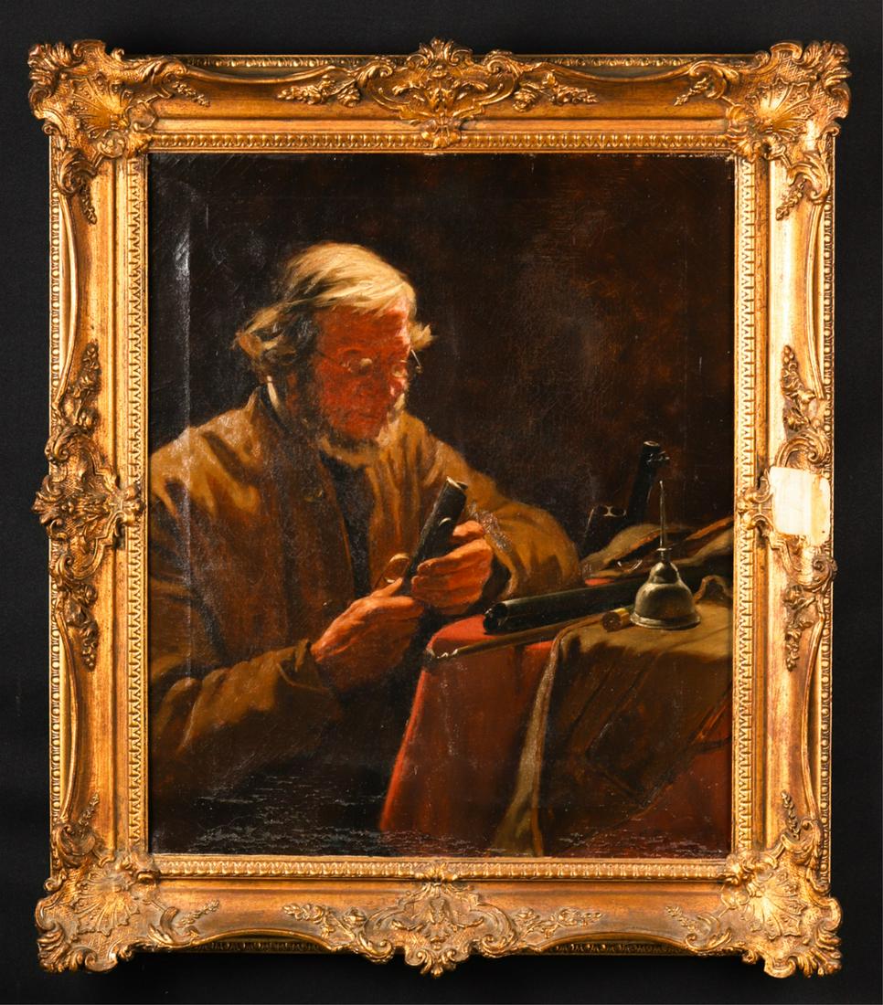 AMERICAN SCHOOL (19th c) "Cleaning the Shotgun" (1 of 8)