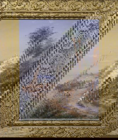 Paul Pascal, France (b. 1867) Middle Eastern Coast,: Paul Pascal, France (b. 1867) Middle Eastern Coast, signed P. Pascal, L.R. Gouache, 20" X 16" framed