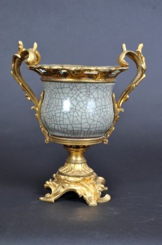 19th C Chinese cup with ormolu mounts. Height: 8 1: 19th C Chinese cup with ormolu mounts. Height: 8 1/2"