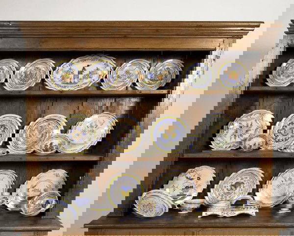 25 pcs French tin glaze faïence decorative dinnerw: 25 pcs French tin glaze faïence decorative dinnerware