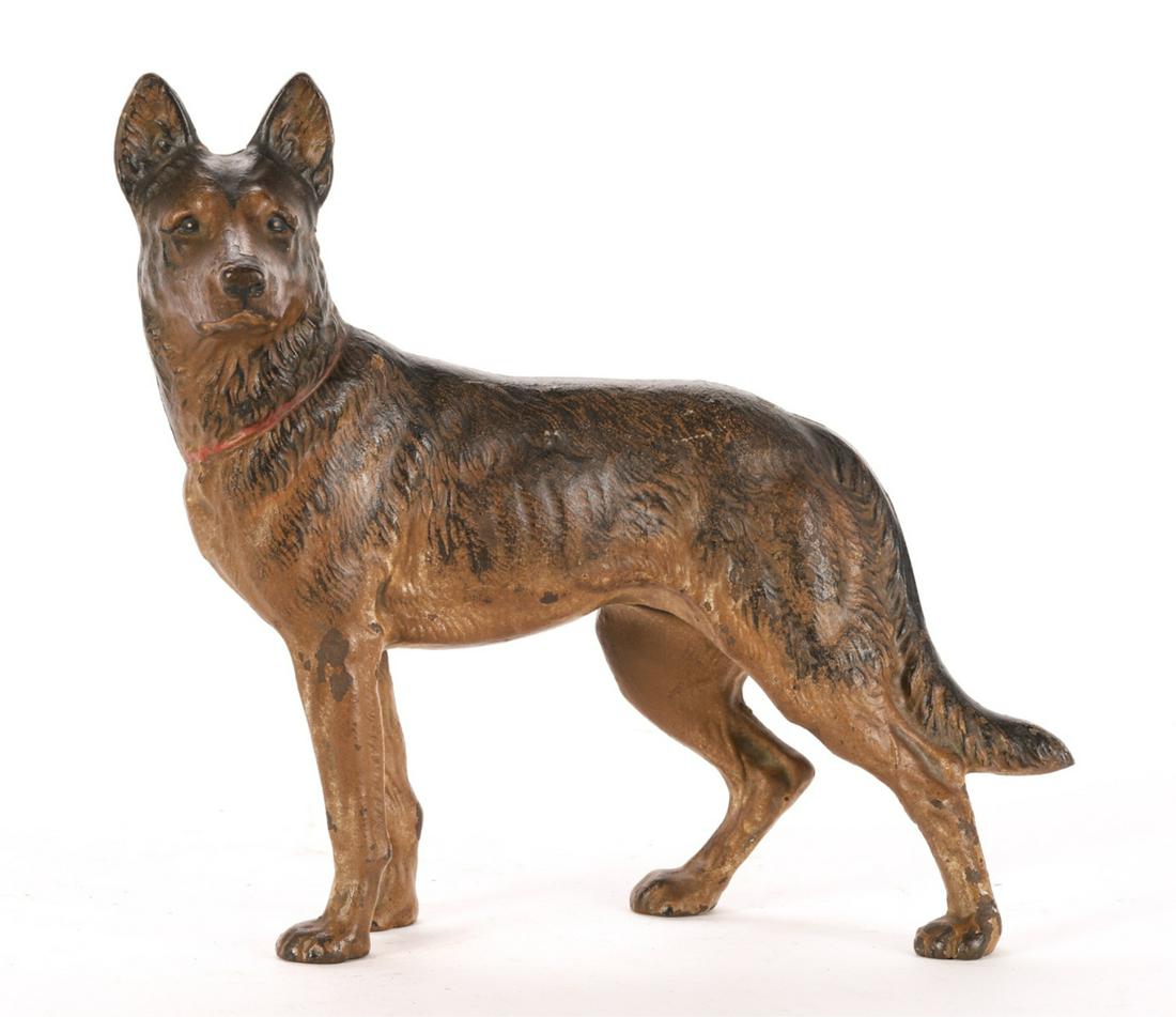 HUBLEY CAST IRON GERMAN SHEPHARD DOOR STOP: 9 x 10 x 2 inches