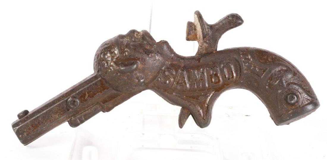IVES FIGURAL CAST IRON CAP GUN PAT JUNE 21, 1887: Black Americana "Sambo" 4 1/2 inches