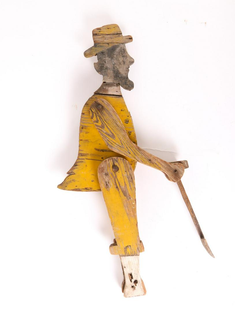 (Mid 20th c) WHIRLIGIG FRAGMENT of a MAN DIGGING: 27 1/2 inches (erect)