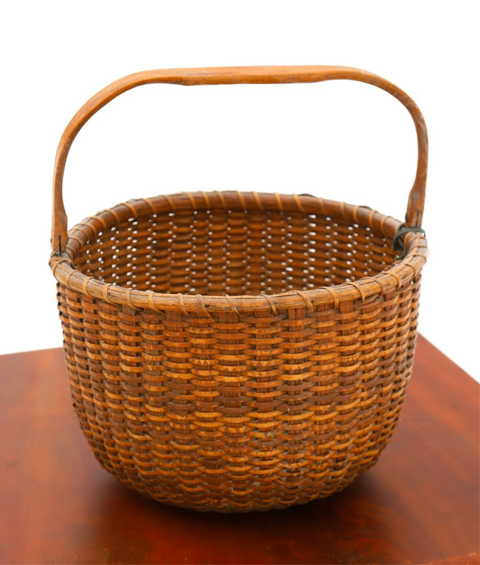 LARGE NANTUCKET OPEN TOP BASKET with SWING HANDLE Barnebys