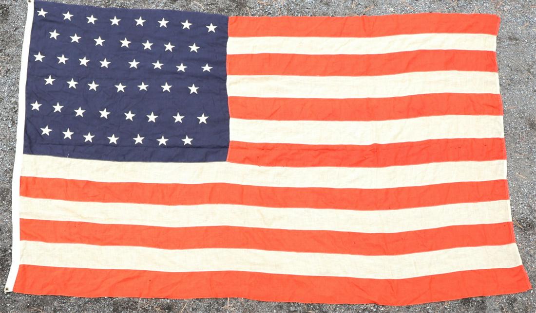 SPANISH AMERICAN WAR ERA 45 STAR AMERICAN FLAG: Each element is sewn 5'10" x 9'6"