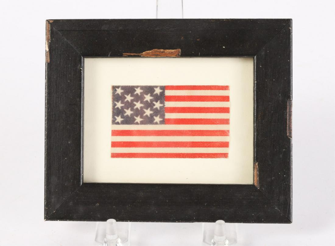 MINIATURE PRINTED CLOTH (13) STAR AMERICAN FLAG: 4 1/4 x 5 1/4 inches