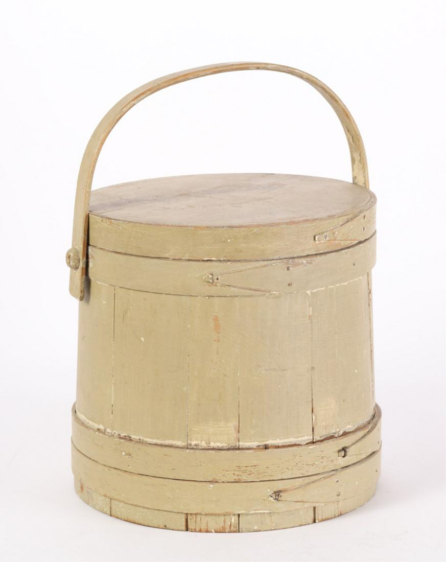 FIRKIN in PUTTY COLOR PAINT: Finger joint construction. 12 x 12 inches (not including handle)