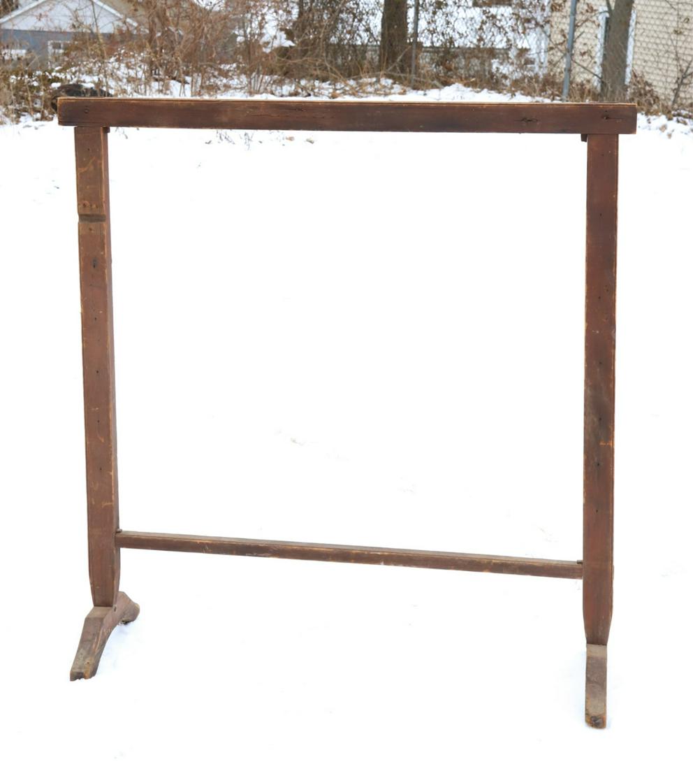 DRYING RACK in RED WASH with SHOE FEET: Through tenon construction. 49 X 48 inches