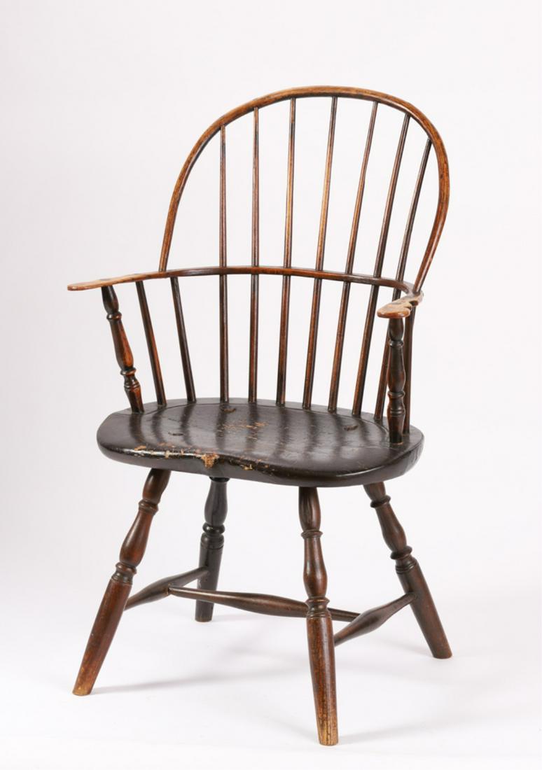 (18th/ 19th c) OAK WINDSOR CHAIR with PINE SEAT: 37 1/2 x 23 x 18 inches