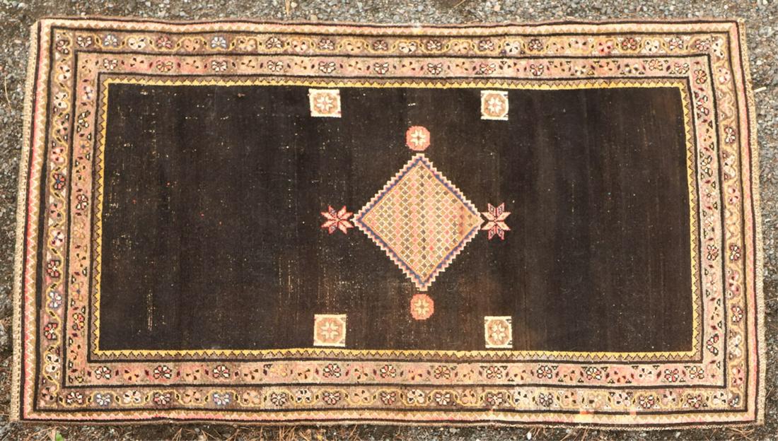 PERSIAN TRIBAL AREA RUG c1920s with UNUSUAL DESIGN: 3' x 5'6"